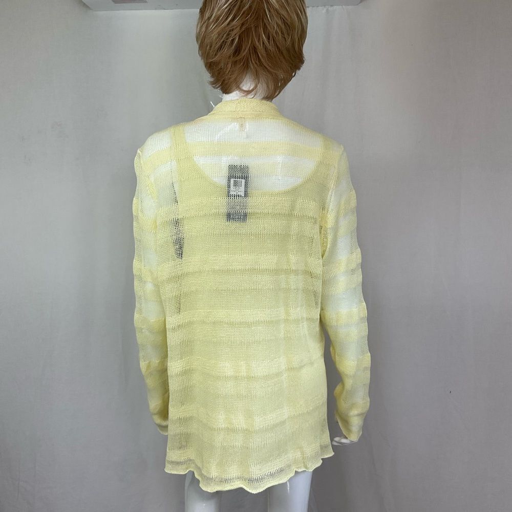 NEW Eileen Fisher Yellow Linen Shadow Stripe Knit Open Front Cardigan Top Set XL - Picture 5 of 15